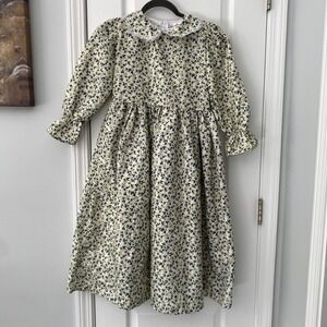 Dress Up America Girls Floral Prairie Dress Blue Cream Pioneer Costume Size 8-10